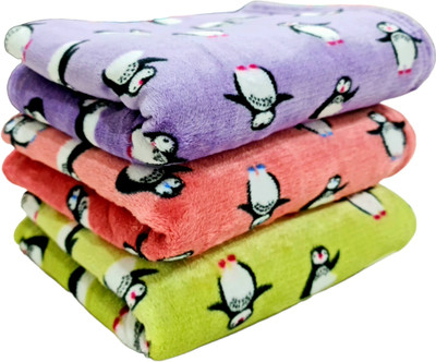 BRANDONN 3D Printed Crib AC Blanket for  AC Room(Microfiber, 3 Pcs Penguins)