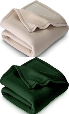n g products Solid Single Fleece Blanket for  Mild Winter(Polyester, Beige, Green)