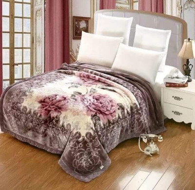 YUKU Solid Double Sherpa Blanket for  Heavy Winter(Microfiber, Choclate shade)