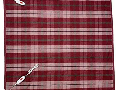 Comfort Ideas Checkered Double Electric Blanket for  Heavy Winter(Woollen Blend, Red)