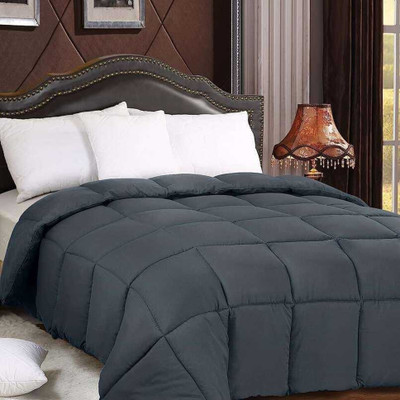 Comfowell Solid Single Comforter for  Heavy Winter(Microfiber, Dark Grey)