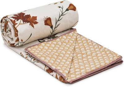 Home Stylish Floral Double AC Blanket for  AC Room(Microfiber, Cream)