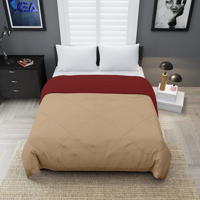 Relaxfeel Solid Single Comforter for  Heavy Winter(Poly Cotton, Maroon & Beige)