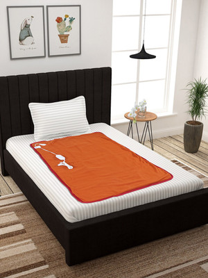 LERV'S Collection Solid Single Electric Blanket for  Heavy Winter(Polyester, Orange)