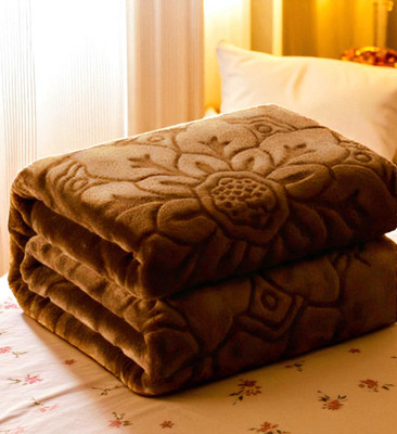 GKM Floral Double Mink Blanket for  Heavy Winter(Polyester, Brown)