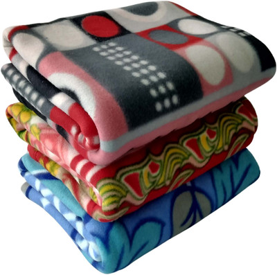 HOMIEE Floral Single Fleece Blanket for  Mild Winter(Polyester, Multi1)