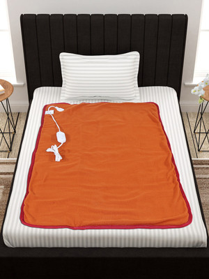 LERV'S Collection Solid Single Electric Blanket for  Heavy Winter(Polyester, Orange)