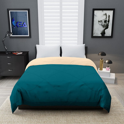 Relaxfeel Solid Single Comforter for  Heavy Winter(Poly Cotton, Teal & Peach)