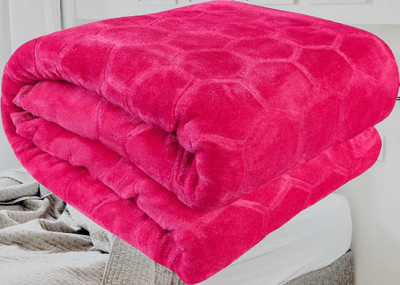 KIXTA Self Design Double Mink Blanket for  Heavy Winter(Microfiber, Pink)