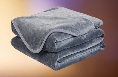 KIXTA Self Design Double AC Blanket for  AC Room(Microfiber, Grey)