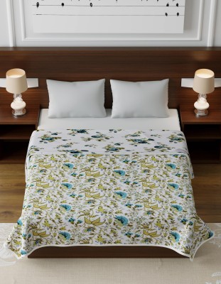 Barbarik Printed Double Dohar for  AC Room(Cotton, Dark Blue)