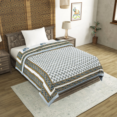 Blocks Of India Paisley Single Quilt for  Mild Winter(Cotton, Multicolor)