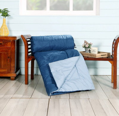 Sofolite Home Solid Double AC Blanket for  AC Room(Poly Cotton, Blue)