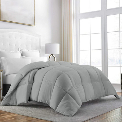 Razzai Solid Single Comforter for  AC Room(Microfiber, Silver)