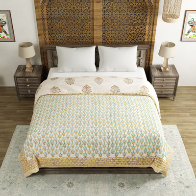 Blocks Of India Paisley King Quilt for  Mild Winter(Cotton, Multicolor)