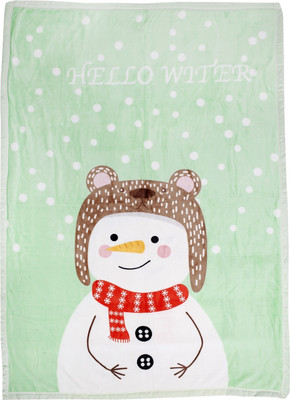 Baby Moo Printed Crib Fleece Blanket for  AC Room(Polyester, Mint Green)