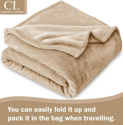 CARLTON LONDON Solid Double AC Blanket for  AC Room(Polyester, Beige)