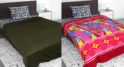 VORDVIGO Solid, Printed Single Fleece Blanket for  Mild Winter(Polyester, Green, Multicolor)