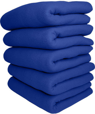 Home Sazawat Solid Single Fleece Blanket for  Heavy Winter(Polyester, Blue)