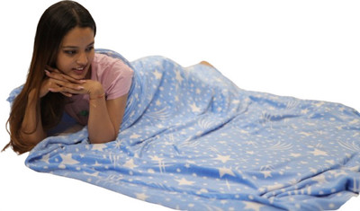 KIXTA Self Design Double AC Blanket for  AC Room(Microfiber, sky blue)