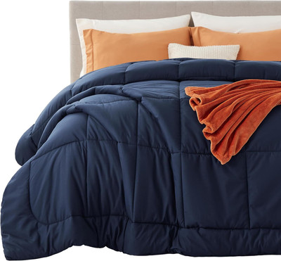 Blue Home Solid Single Comforter for  Heavy Winter(Poly Cotton, Nevy Blue)
