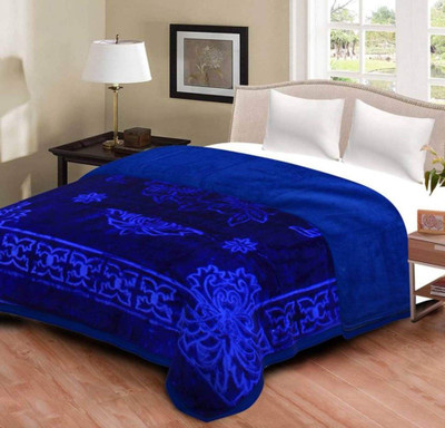 BLAN STAR Floral Double AC Blanket for  Heavy Winter(Polyester, Blue)