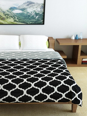 Divine Casa Abstract Double Comforter for  Mild Winter(Polyester, Grey & Black)