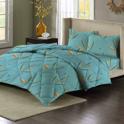 Flipkart Perfect Homes Floral Double Comforter for  AC Room(Microfiber, Green)