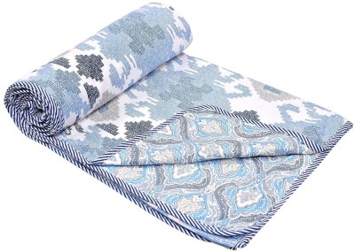 On Shiv Floral Double Dohar for  AC Room(Cotton, Blue-Box)