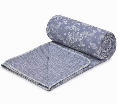 SHYAMTRADERS Solid, Printed Double Comforter for  AC Room(Cotton, Light Grey)
