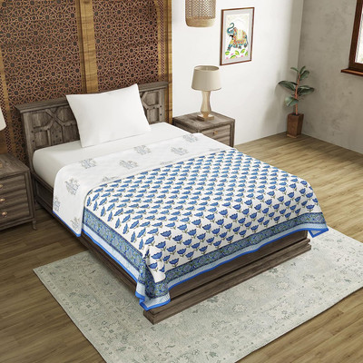 Blocks Of India Printed Single Dohar for  AC Room(Cotton, Blue)