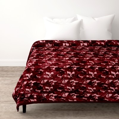 SPANGLE Geometric Double Mink Blanket for  Heavy Winter(Microfiber, Maroon)