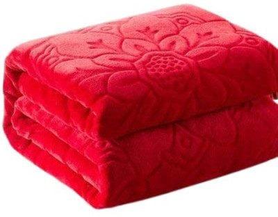 Aorihome Floral Single Mink Blanket for  Heavy Winter(Microfiber, Red)