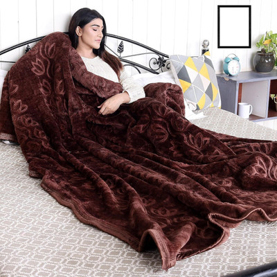 Yashank Creation Floral, Solid Double Mink Blanket for  Heavy Winter(Microfiber, Brown)