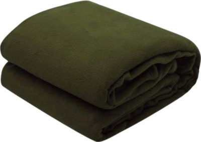 VORDVIGO Solid Single Fleece Blanket for  Mild Winter(Polyester, Green)