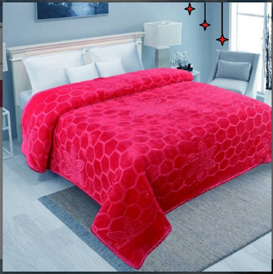 CHICERY Floral Double Mink Blanket for  Mild Winter(Microfiber, Pink)