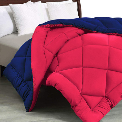 JAIPUR FABRIC Solid Double Comforter for  Heavy Winter(Microfiber, Navy Blue-Red)