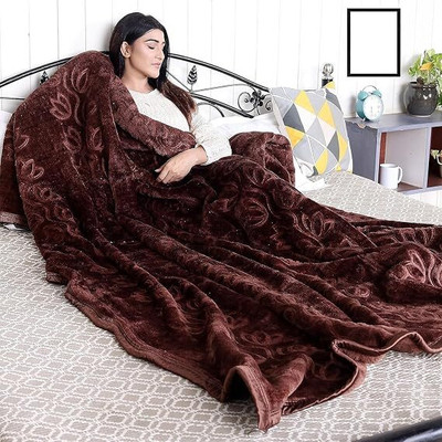 Yashank Creation Floral, Solid Single Mink Blanket for  Mild Winter(Microfiber, Brown)