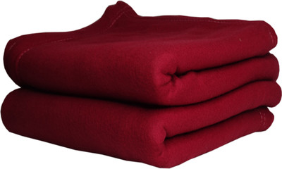 HOMIEE Solid Single Fleece Blanket for  Heavy Winter(Polyester, Red)