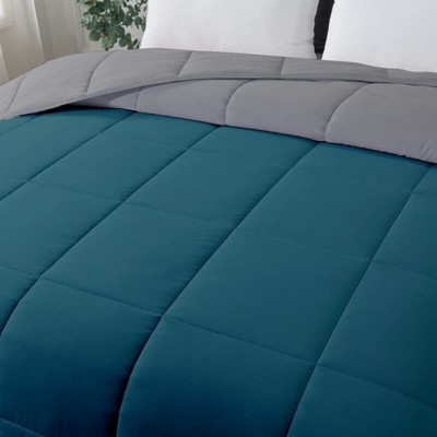 CRAZY WORLD Solid Single Comforter for  Mild Winter(Microfiber, Deep Teal/Ash Grey)