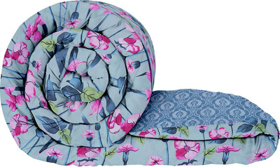 Story@home Floral Single Comforter for  AC Room(Microfiber, Light Blue & Pink)