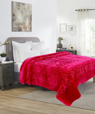 Flipkart SmartBuy Floral Double Mink Blanket for  Mild Winter(Polyester, Red)