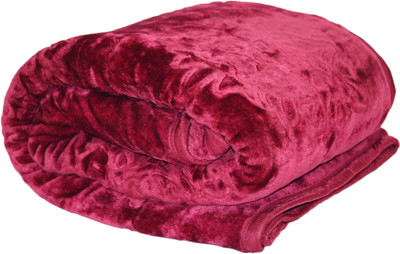 wear me Floral Single Mink Blanket for  Mild Winter(Microfiber, Maroon)
