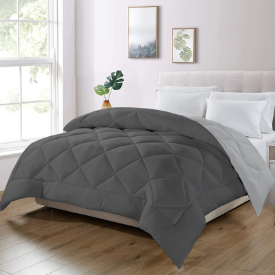 MeckHome Culture Solid Double Comforter for  Heavy Winter(Microfiber, Silver/Dark Grey)