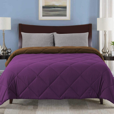 Linenovation Solid Double Comforter for  AC Room(Polyester, Brown-Purple)