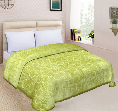 SPANGLE Solid Double AC Blanket for  AC Room(Microfiber, Green)