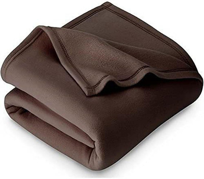 VAS COLLECTIONS Solid Single Fleece Blanket for  Heavy Winter(Polyester, Coffee)