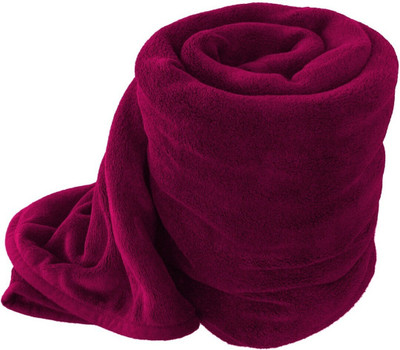 VORDVIGO Solid Single Fleece Blanket for  Heavy Winter(Polyester, Red)