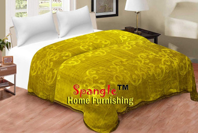 Changers Self Design Single Mink Blanket for  Heavy Winter(Polyester, Green)