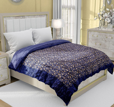 Gnudi Printed Double Quilt for  AC Room(Silk, Blue)